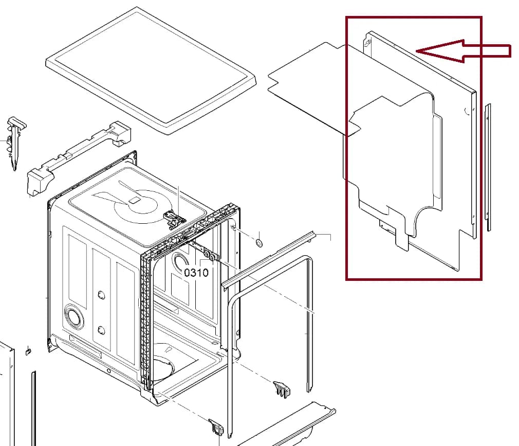 🛠️ Boční pravá stěna do myčky nádobí Bosch Siemens - 20003753