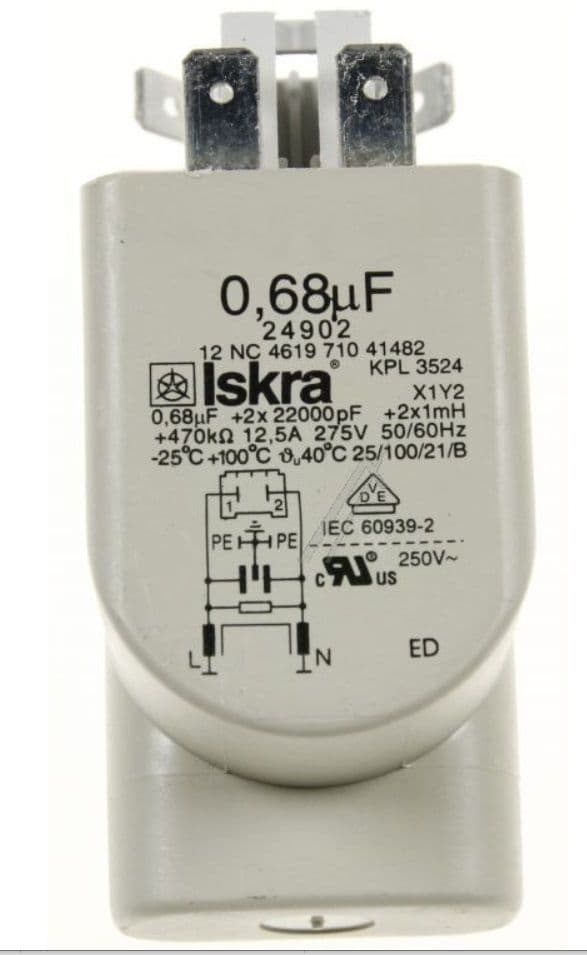 🔌 Kondenzátor, filtr odrušovací do praček Whirlpool Indesit – 481212118285