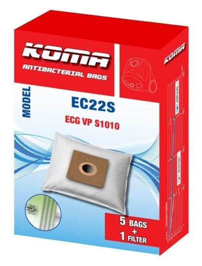 🧹 Antibakteriální sáčky do vysavače ECG VP S1010, S3010 – balení 5 ks + mikrofiltr (Koma EC22S)