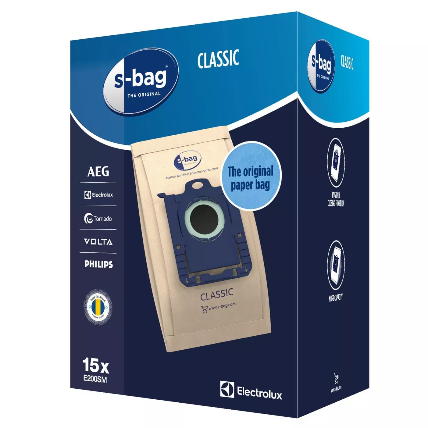 🧹 Sáčky k vysavači E200SM S-bag® Classic 15 ks 9001688002 pro AEG, Electrolux, Philips